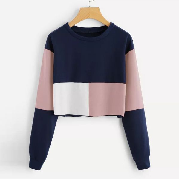 

women sweatshirt hoodies autumn spring warm long sleeve patchwork o-neck jumper hooded casual pullover oversized hoodie moletom, Black