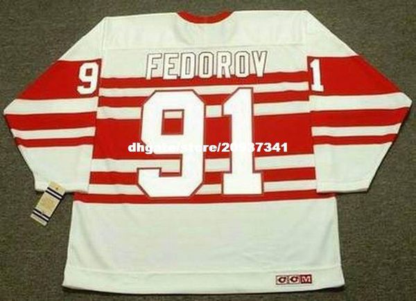 

wholesale mens sergei fedorov detroit red wings 1992 ccm vintage retro hockey jersey, Black;red