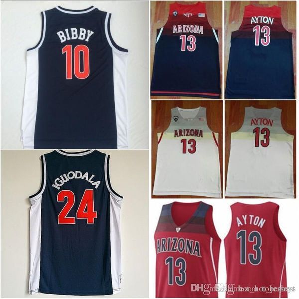 

ncaa arizona wildcats deandre 13ayton college basketball jerseys andre 24iguodala mike 10bibby blue university mens shirts, Black