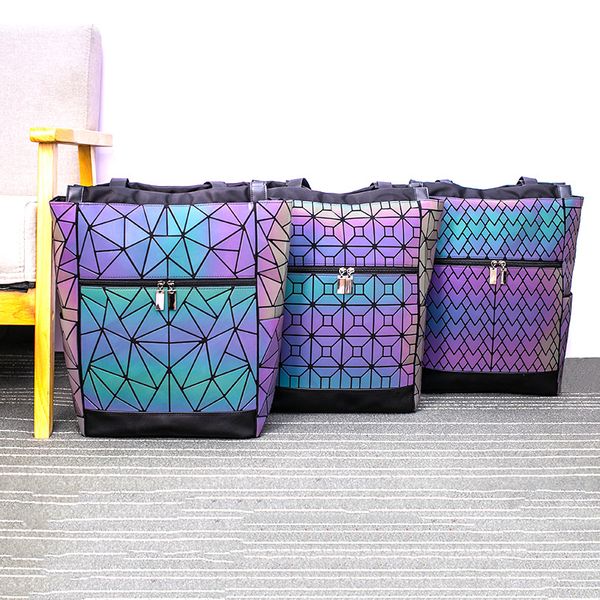 

2019 brand new high designer luminous geometric luxury school backpack stylish bookbag for women night light travel backpack