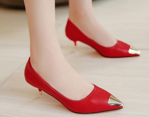 

women's shoes in spring and autumn middle fine heel pointed end@901, Black