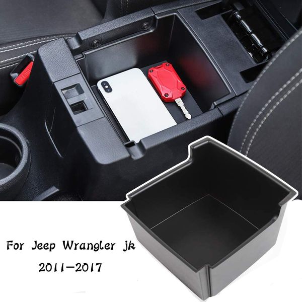 

abs armrest box secondary storage box (black) for jeep wrangler jk jku 2011-2017 car interior accessories