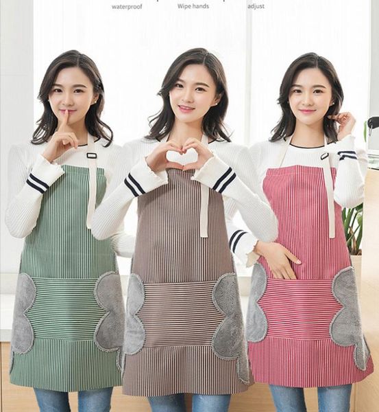 

kitchen household cooking waterproof oilproof women apron stripe sleeveless erasable hand aprons barber hair cutting apron #11
