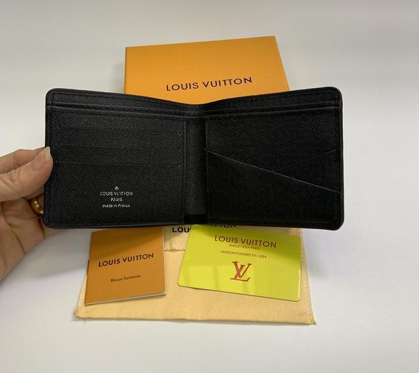 

2020 luxury men's black leather wallet designer wallet credit card holder wallet p card set card pack & box, Red;black