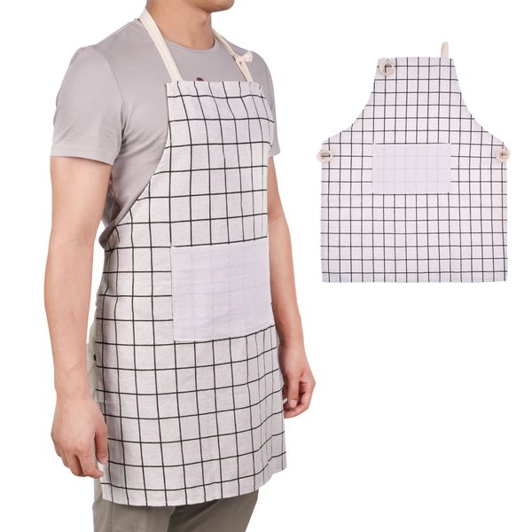 

adjustable half-length apron for l restaurant chef waiter home cleaning kitchen cooking plaid apron kitchen accessory