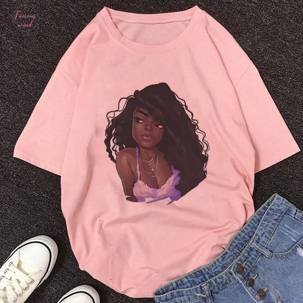 

harajuku cool black girl printed 2020 summer t shirt women tshirt clothed hip hop tee short sleeve female t shirt, White