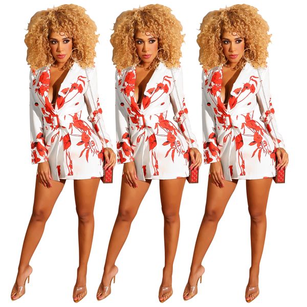 

women long sleeves tailored collar print casual club party ol bodycon small suit dress mini dress with belt white dress, Black;gray