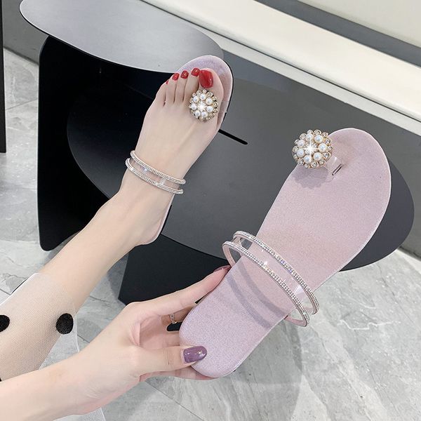 

shoes women rubber flip flops string bead slippers flat low flower slides soft hawaiian glitter pu floral rubber flip flops, Black