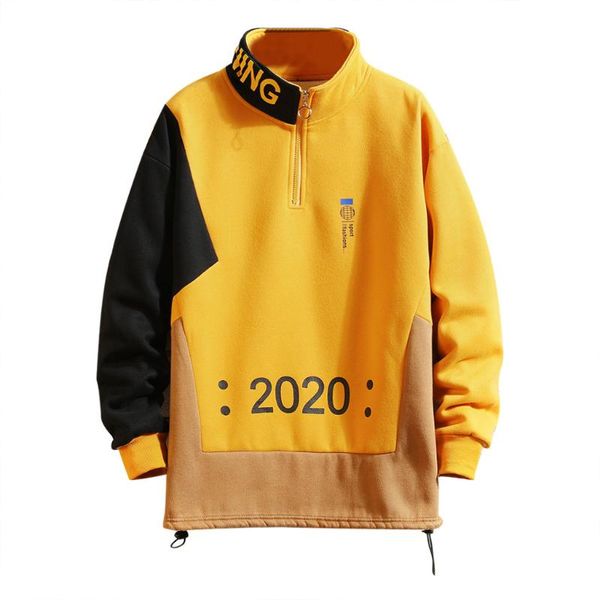 

men's new style casual fashion patchwork stand long sleeves sweatershirt blouse sweatshirts pullover strange men/women hoodies, Black