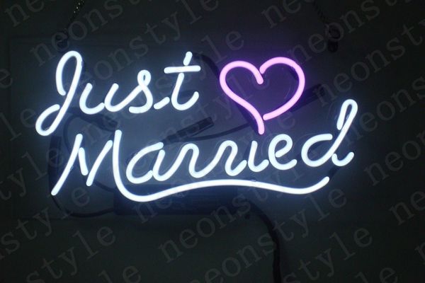 

just married gift neon signs light real glass tube beer bar pub shop decorate homeroom girlsroom party decor bulbs sign 14 inch