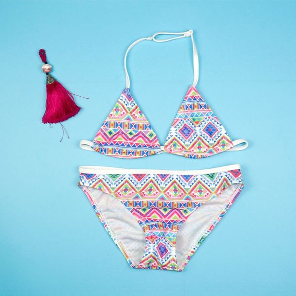 

girl bikini bikini baby swimsuit girl national style pattern small medium and large split children swimsuit, White;black