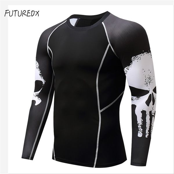 

punisher compression shirt men's and women's gym sports riding leggings bicycle long-sleeved breathable underwear jersey, Black;red