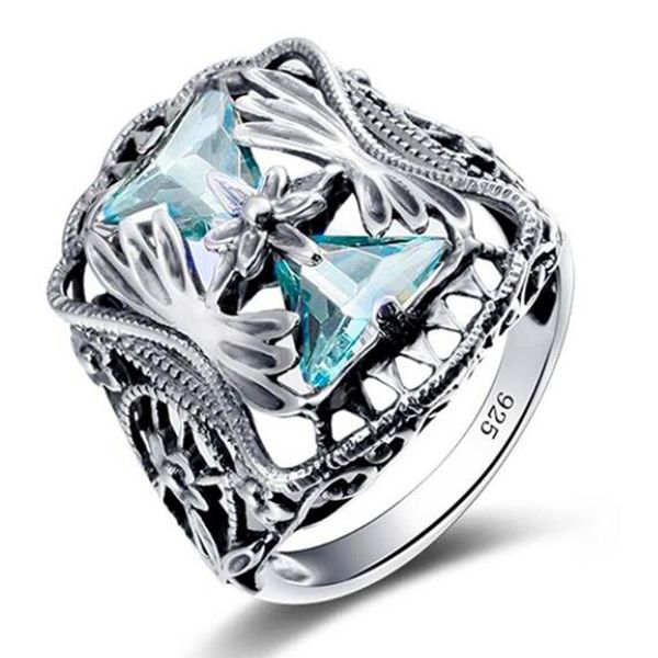 

loredana stylish, exotic triangle blue zircon rings for women finger rings girl luxury party/wedding jewelry, Slivery;golden