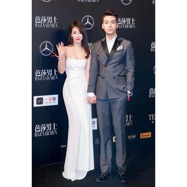 

double breasted groomsmen grey groom tuxedos peak black lapel men suits wedding/prom man bridegroom (jacket + pants + tie) l313, Black;gray
