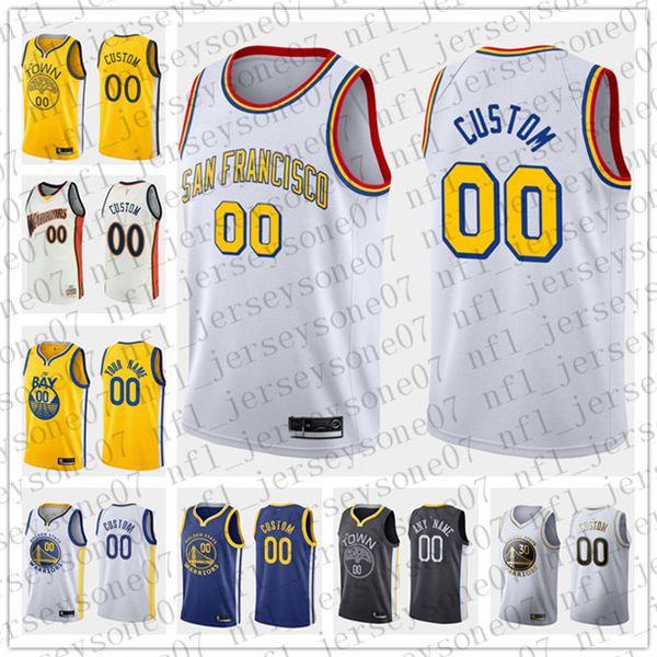 

custom men's golden state warriors 11 thompson 35 durant 30 stephen curry blue throwback basketball edition jersey, Black