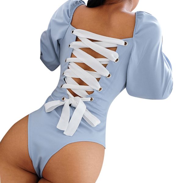 

women's bandage jumpsui long sleeve basic solid bodysuit jumpsuit bodycon bandage streetwear playsuit elegant white ruffle, Black;white