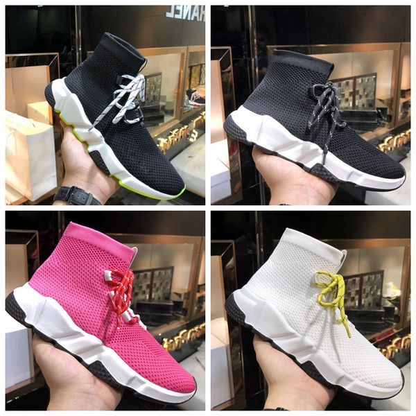

speed trainer sock sneaker designer men shoes women flat casual shoes speed trainer lace-up sock shoes mesh breathable high sneaker, Black