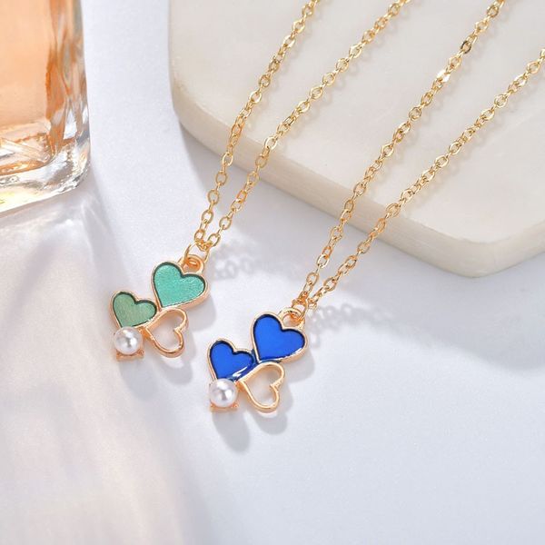 

korean style hearts with pearl pendants&necklaces romantic heart fashion chain necklace handmade jewelry for wedding party, Silver