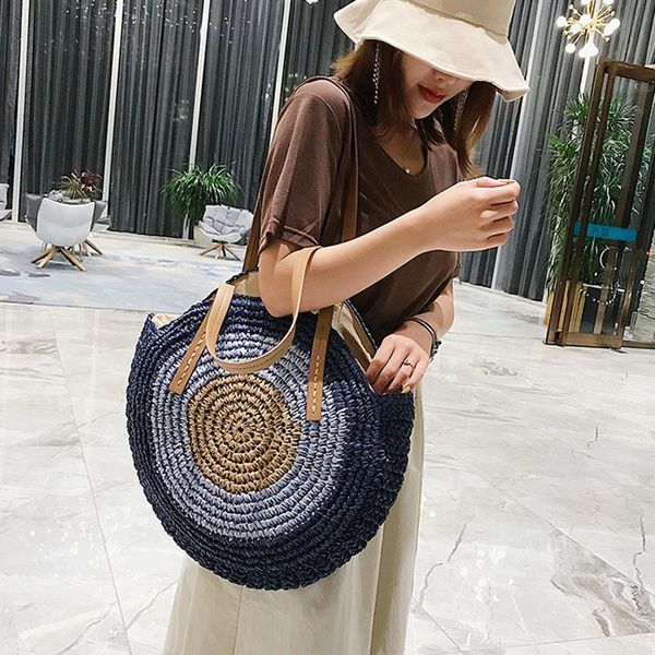 

shoulder bags women new straw woven temperament handbags vintage casual style bag large capacity shopping bags open pocket saco