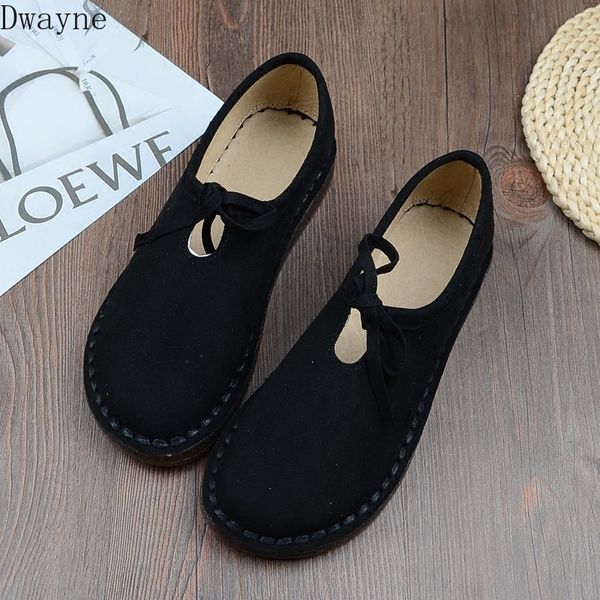 

mori literary round head soft bottom casual hand-stitched single retro peas simple comfort flat womens shoes t200325, Black