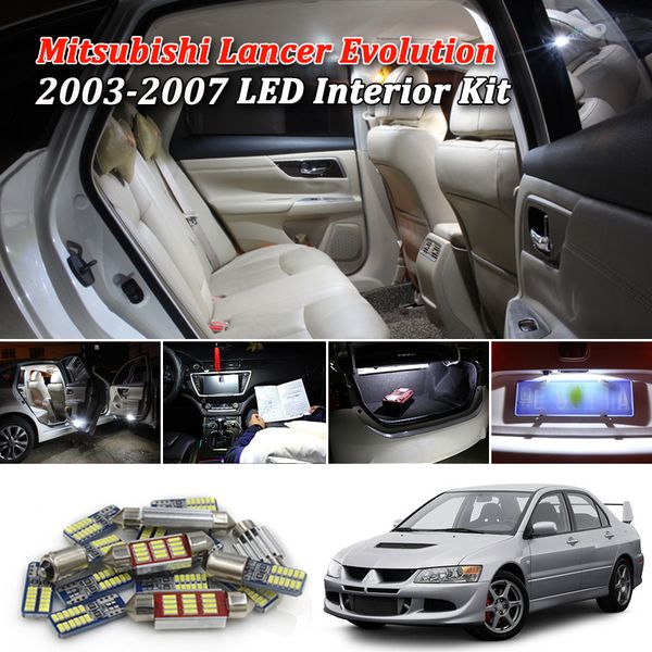 Canbus White Car Led Light Bulbs Interior Package Kit For Mitsubishi Lancer Evoluti 2003 2004 2005 2006 2007 Interior Light Emergency Light Kits