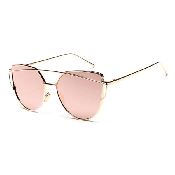

reflective uv protecting women sunglasses metal frame cat eye glasses fashion female sun glasses vintage gold mirror, White;black