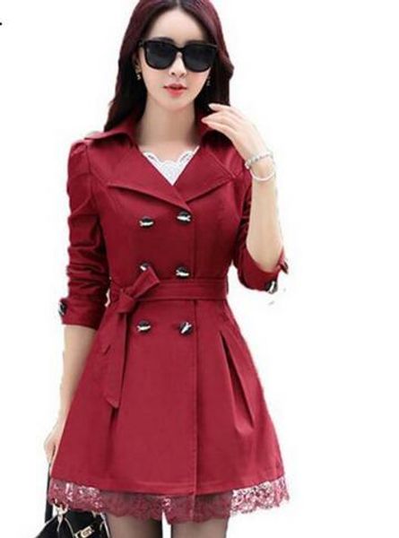 

1 шт. пальто для женщин весеннее пальто двубортный кружева casaco feminino осень верхняя одежда abrigos mujer z015, Tan;black