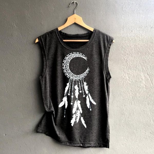 

women tank short vest dreamcatcher printed sleeveless summer new black o-neck tankcasual cool girl hip hop tees#w, White