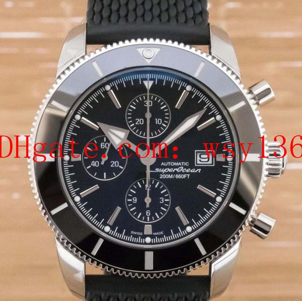 

luxury mens date watch superocean heritage ii a1331212 blackdial and rubber band quartz movement men's wristwatches, Slivery;brown