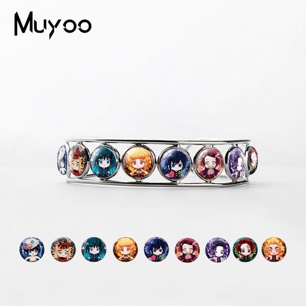 

bangle 2021 fashion demon slayer kimetsu no yaiba anime glass dome bangles cartoon style jewelry adjustable cuff, Black