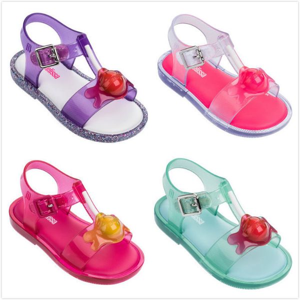 

2020 mini melissa lollipop girl sandals new original girl jelly shoes kids sandals children beach non-slip toddlder candy shoes, Black;red