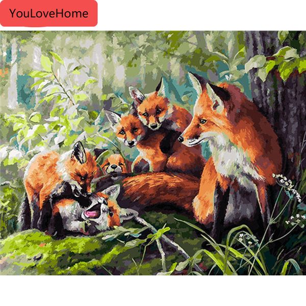 

раскраска по номерам животные наборы рисунок холст diy ручная роспись лиса живопись картины искусства рождественский подарок домашний декор