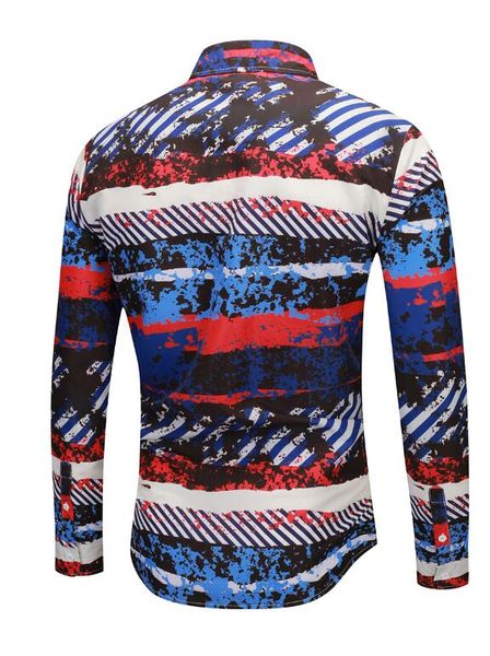 

designer european version long-sleeved shirt new brand classic striped print quality shirt summer men's private custom casual wild, White;black