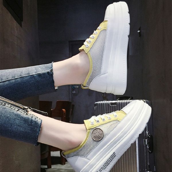 

2019 new wild thick-bottomed muffin casual increase flat-bottom shoes white shoes female summer breathable, Black