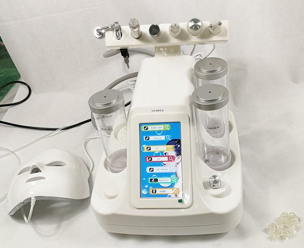 

7-в-1 гидра водная дермабразия био-кавитация рф холодный молот кислородная глубокая чистка лица кислородная струя пилинг с машиной со светод, Black;white