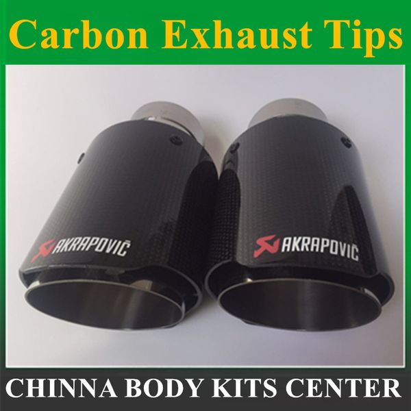 

1pcs carbon fiber coated stainless steel universal car exhaust pipe tip tailtip 89mm / 63mm akrapovic car exhaust gloss black