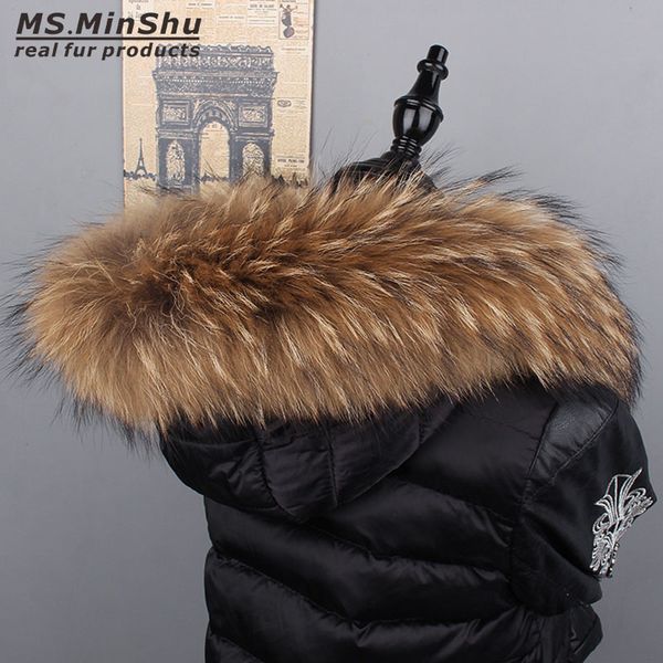 

raccoon fur collar natural fur trim hoodie custom made collar trim for down coat hood natural ms.minshu