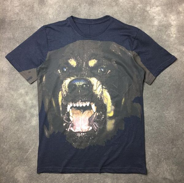 

высокого нового новизна 2018 mens марка синего ротвейлер t рубашка мода pattern сыпучей футболка hip hop скейтборд street хлопок футболка по, White;black