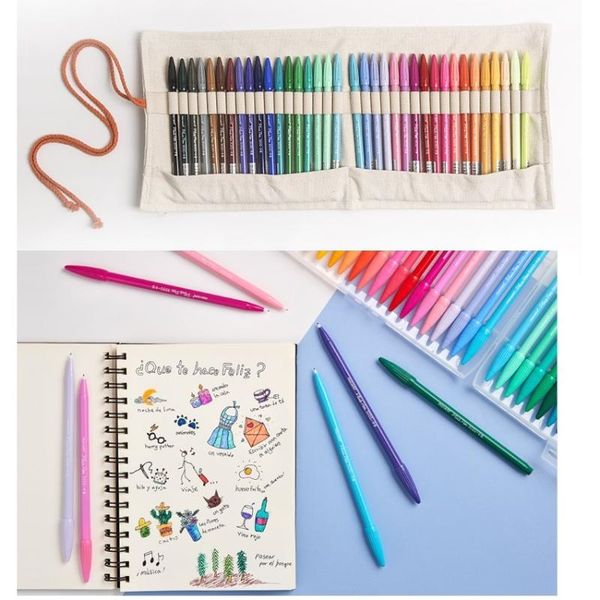 

12/24/36 water color drawing pens kit with carrying pen bag multi fine liner for marker highlight writing school art f395
