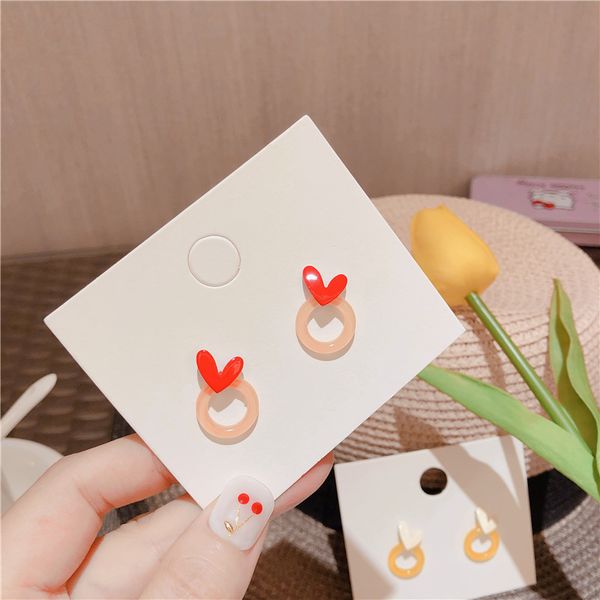

fashion japan korea girl cute earring silver needle simple acrylic heart round small stud earrings for women jewelry accessories, Golden;silver