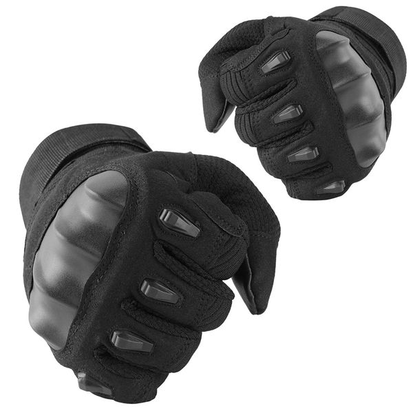 

touch screen motorcycle rubber hard knuckle motorbike moto full finger gloves protective gear racing biker motocross atv men, Black