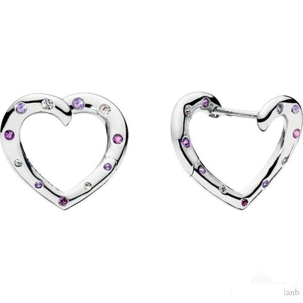 

925 sterling silver heart stud earring original box for pandora colors cz diamond womens earrings sets valentine's day gift, Golden;silver