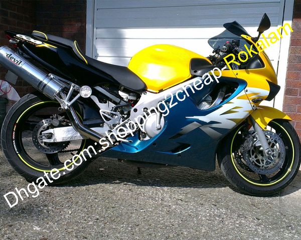 CBR600 F4I Fairings Kit Amarelo Blue Black para Honda CBR600F4I 2004 2005 2006 2007 CBR 600 Fairing da motocicleta (moldagem por injeção)