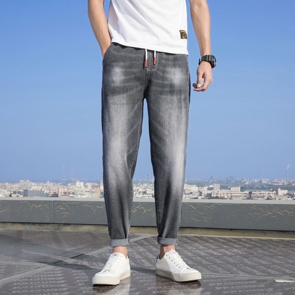 

men's jeans men fashion light blue straight loose large size casual pants denim trousers plus s-7xl ankle