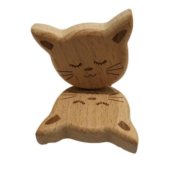 

natural beech wood animal cat shape pacifier clip unfinished nontoxic baby nipple holder diy infant pacifier clasps accessories