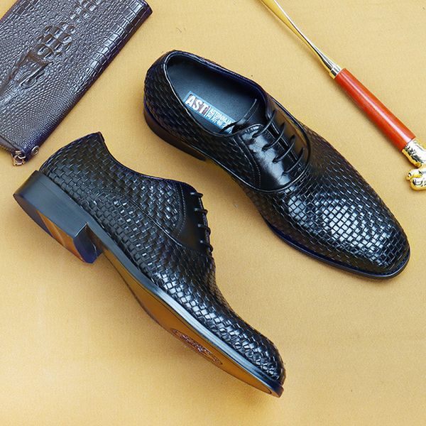 

handmade men's leather business dress shoes cow cowhide shoes dress men leather, Black