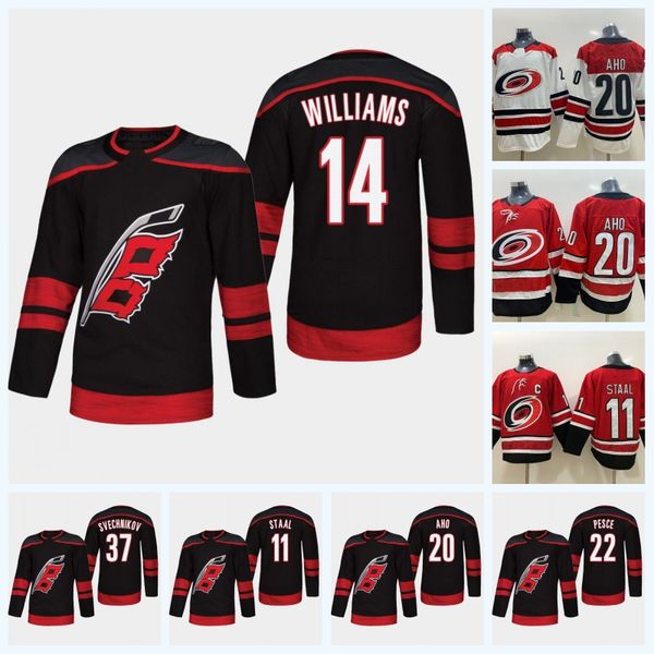 

Carolina Hurricanes 56 Erik Haula 14 Justin Williams 20 Sebastian Aho 37 Andrei Svechnikov 11 Staal 22 Brett Pesce Hockey Jersey