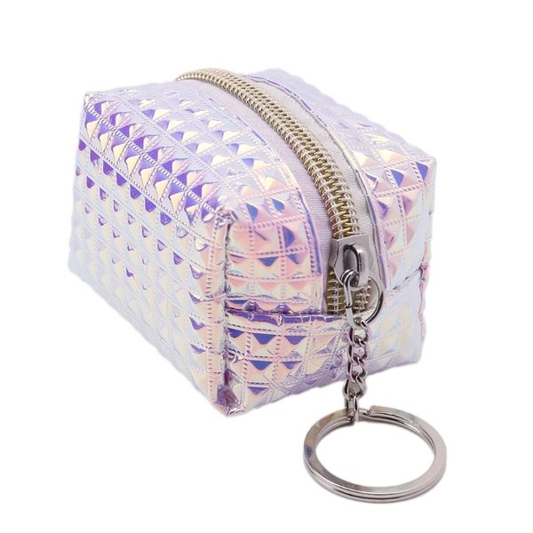 

designer coin purse key pouch women hologram mini coin change purse wallet holographic laser zipper small bag, Red;black