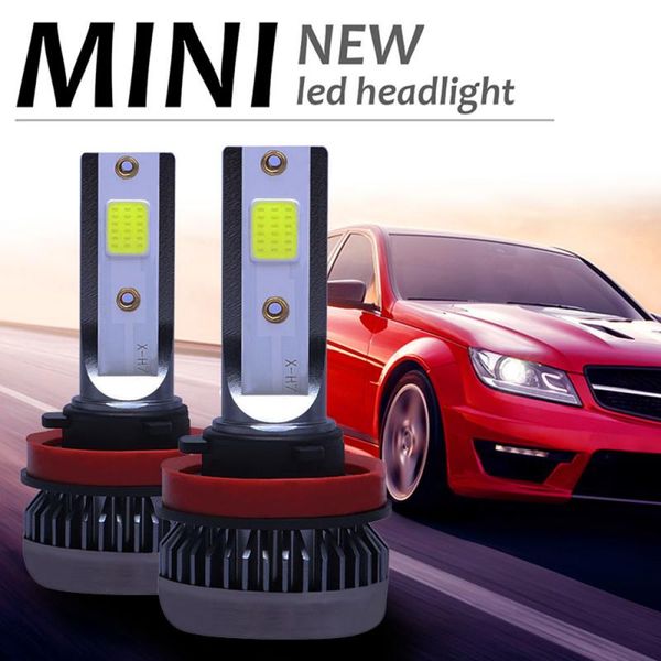 

a pair h11 h8 h9 90w 12000lm ip68 mini led headlight bulbs fog lights 3000k yellow light bulbs for cars