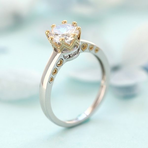 

classic color an crown engagement ring woman fund originality diamond plated ornament, Silver